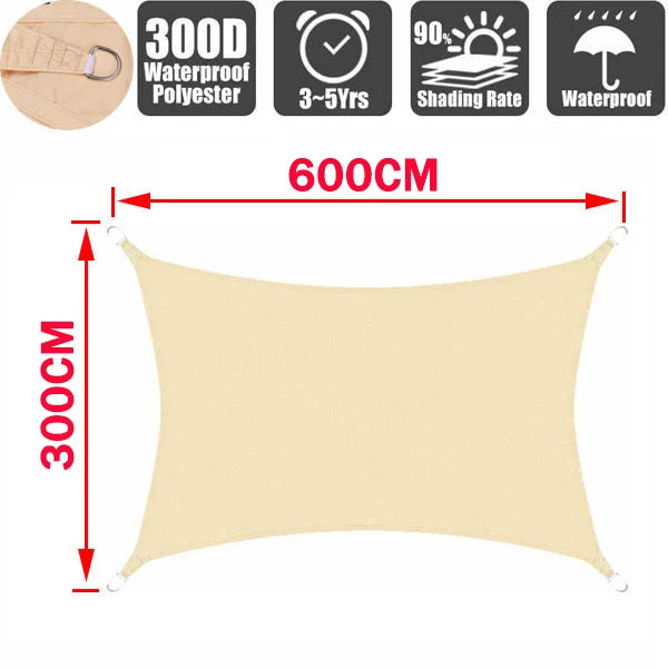 Outdoor Awnings Waterproof Sun Shade Sail Garden Canopi For Terrace Car Canvas Awning Rectangle Pool Sun-Shelter Sunshade Sail