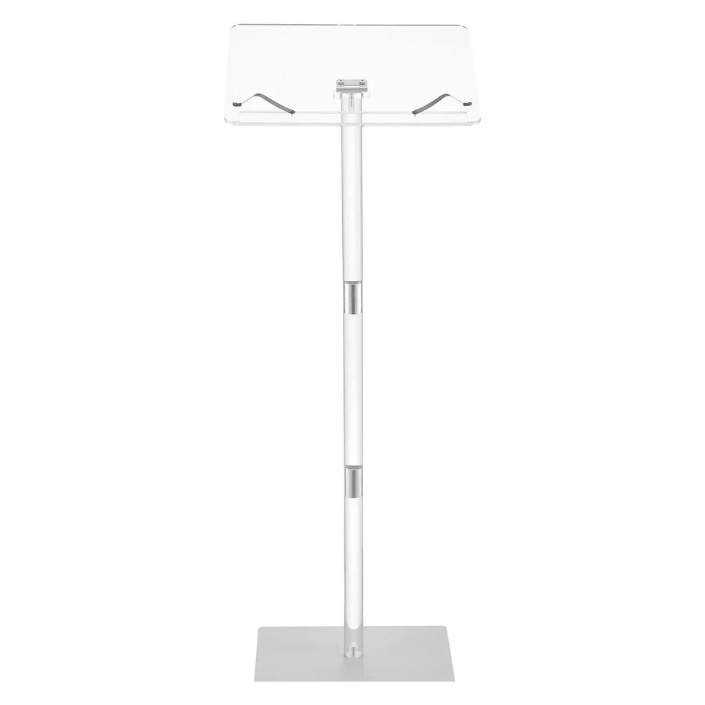 Acrylic Podium Stand 43-Inch Portable Laptop Desk with Wide Reading Surface Adjustable Angle Book Clips Theater Furniture