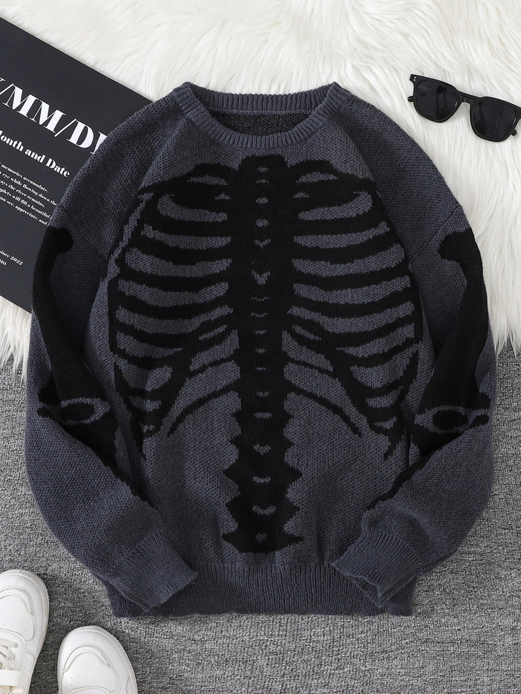 New Popular Autumn and Winter Backbone Jacquard Pattern Pullover Sweater Casual Round Neck Knitted Men's Pullover
