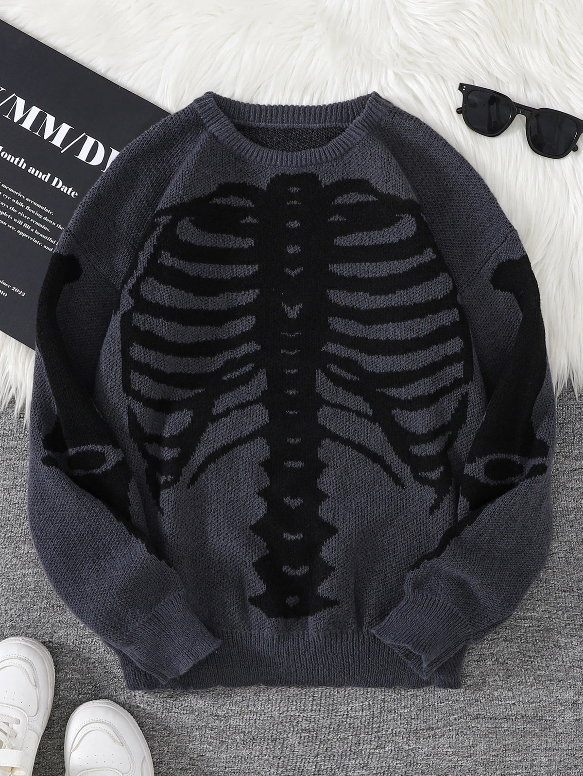 New Popular Autumn and Winter Backbone Jacquard Pattern Pullover Sweater Casual Round Neck Knitted Men's Pullover