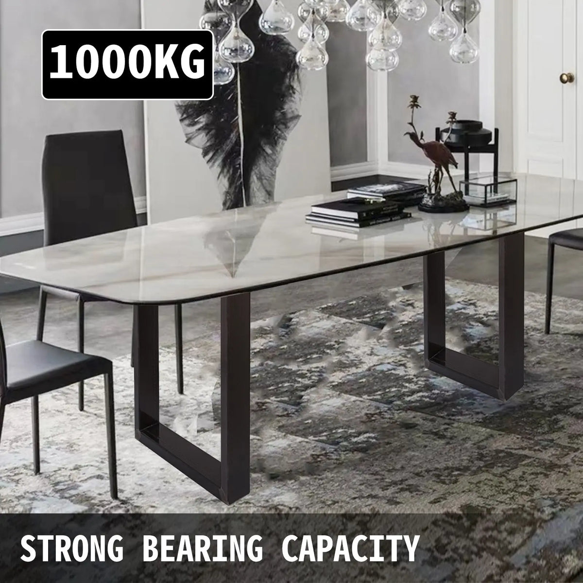 Set 2 Heavy-Duty 28FT Height 23FT Width Metal Table Legs 3.1\" Square Box Section Dining Table Legs 28FT Height 23FT Width Metal