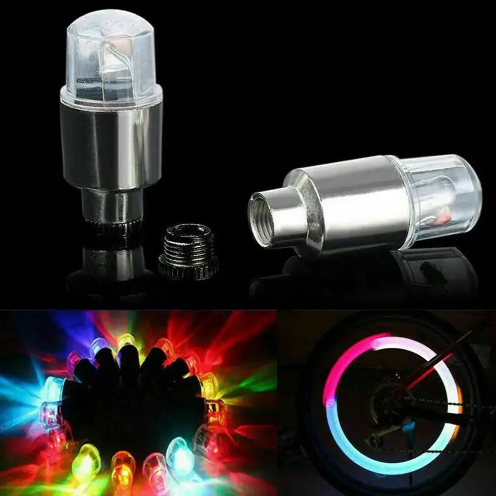 2pcs Wheel Lights Luminous Tire Motorcycle Bike Wheel Tire Valve Cover Universal Led Waterproof Car Accessories Wheel Light