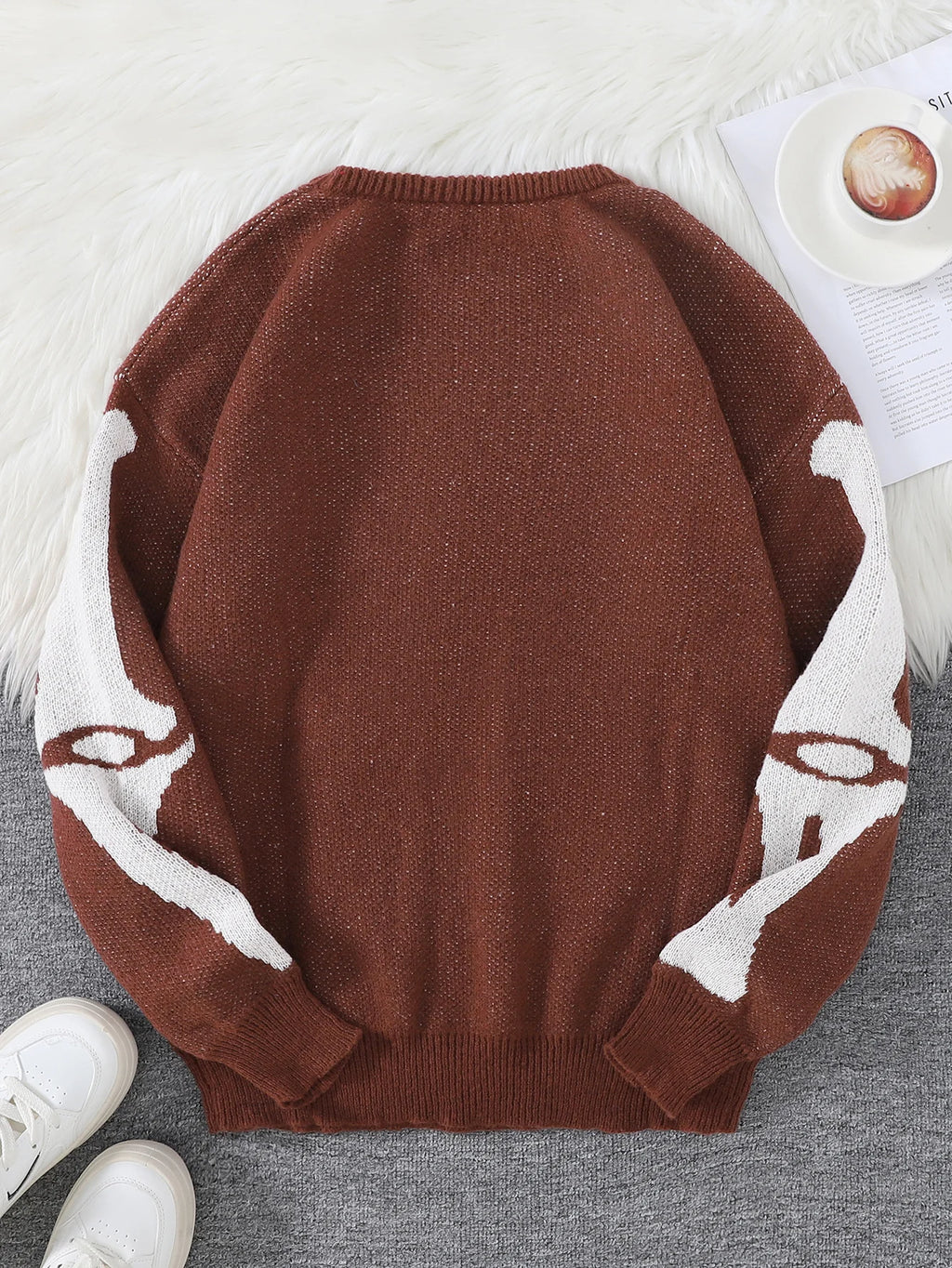 New Popular Autumn and Winter Backbone Jacquard Pattern Pullover Sweater Casual Round Neck Knitted Men's Pullover