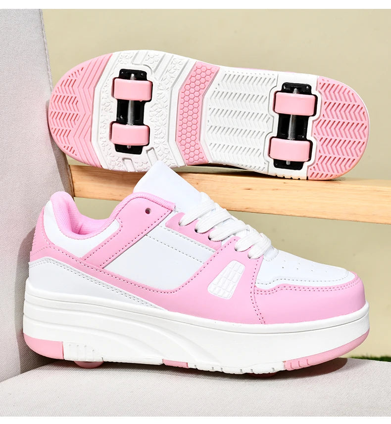 Children's Roller Skate Shoes Student Inline Skating Shoes Girls 4-Wheel Deformation Boy's Skating Shoes