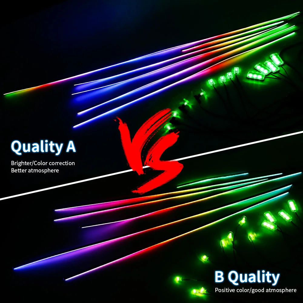 Newest Car LED Dual Zone Hidden Ambient Light Smoke Matt Black Acrylic Strip Symphony Interior Decoration Atmosphere Light Kits