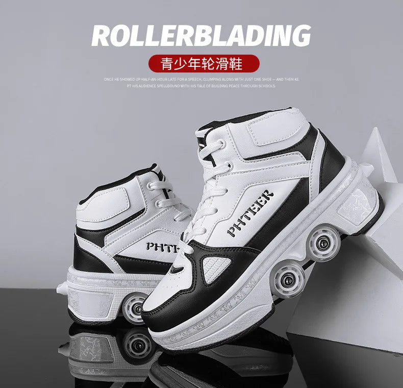 New Deformation Parkour Shoes 4 Roller Skating Shoes Kids Adults Unisex Sneakers Street Urban Fitness FSK Quad Skating Shoes