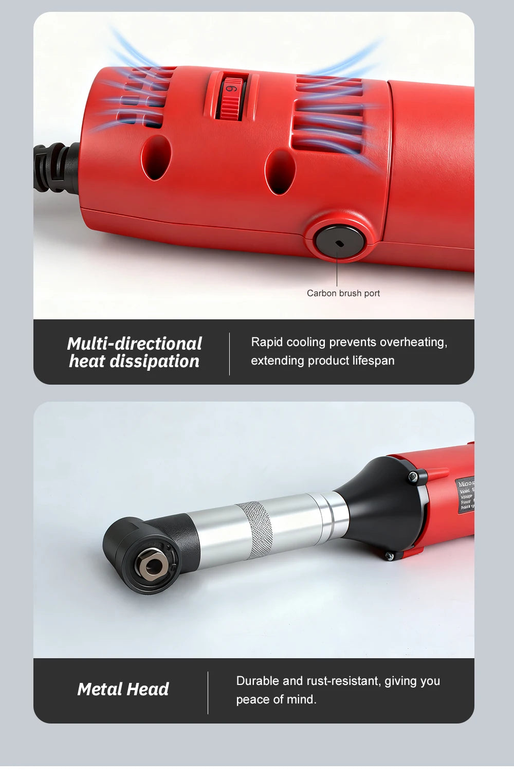 Tungfull 90-Degree Elbow Die Grinder Mold Polisher 550W Multi-Functiont Rotary Tool for Metal Grinding, Wood Carving, Polishing