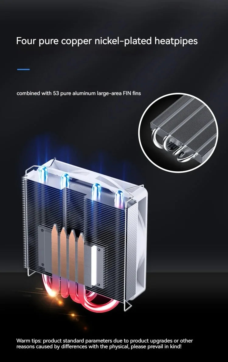 JONSBO HP-400S Pressure Profile CPU Radiator 4 Heat Pipe 9CM Fan Ultra-Thin Radiator Suitable ITX Small Case Processor Cooler