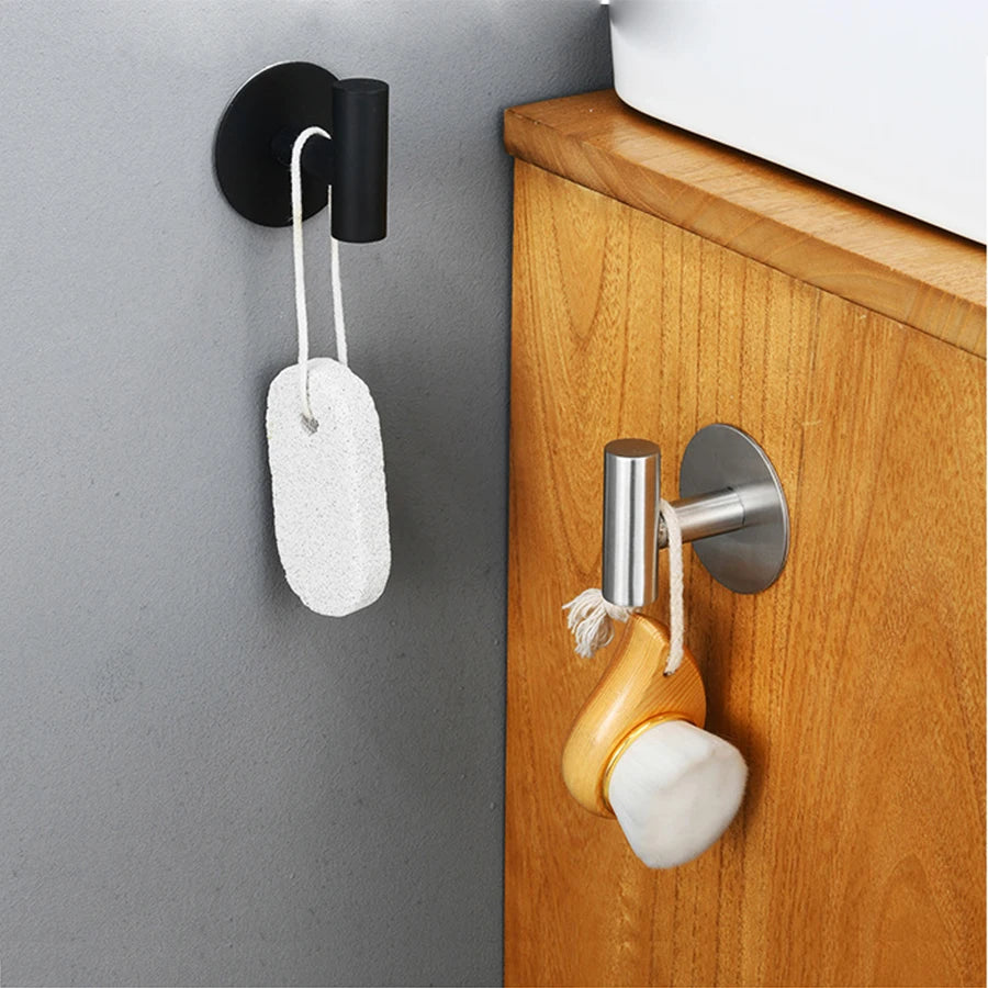 2/4PCS Adhesive Wall Hook Stainless Steel Robe Sticker Hooks Towel Coat Key Pants Hangers Bathroom Kitchen Storage Accessories