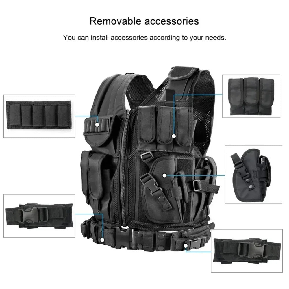Tactical Vest Multi-Pocket Jungle Combat Body Armor Security Vests Hunting Outdoor CS Game Airsoft Army Training Swat Jacket