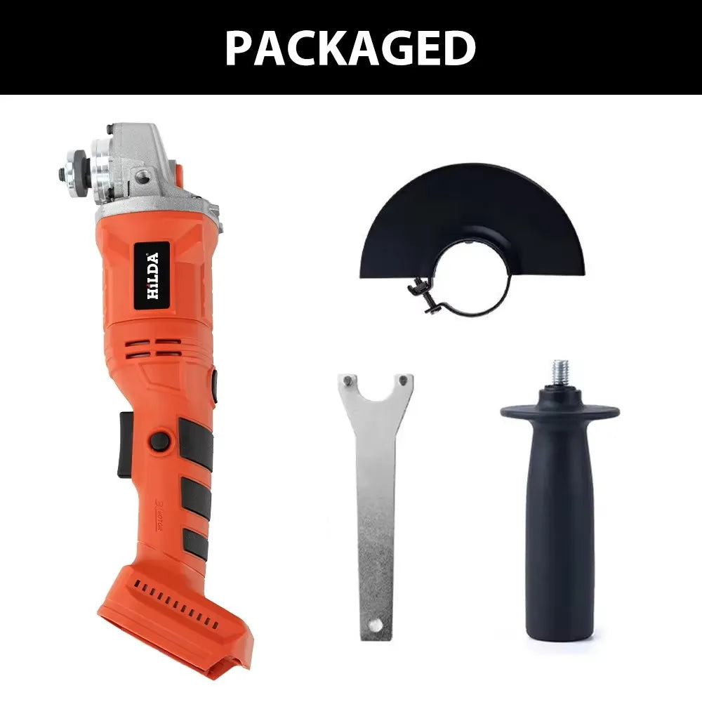 HILDA 21V Handheld Brushless Angle Grinder Cutting Rechargeable Electric Power Tool Polishing Machine Grinder for Makita Battery