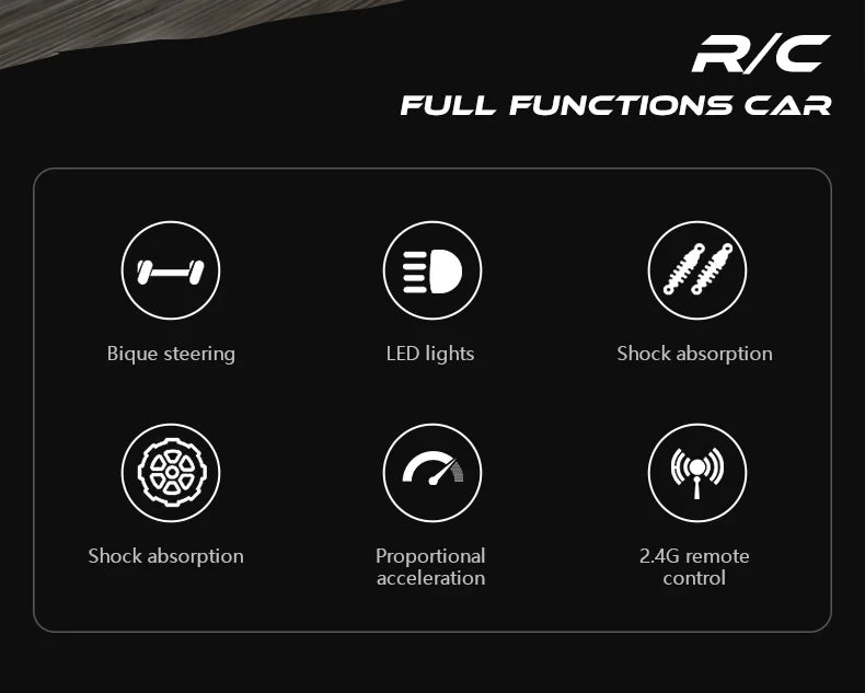 Oike Remote Control Car RC Drift Racing Vehicle Off Road Alloy 2.4G Radio High-Speed Trucks With LED Light Climbing Gift Kid Toy