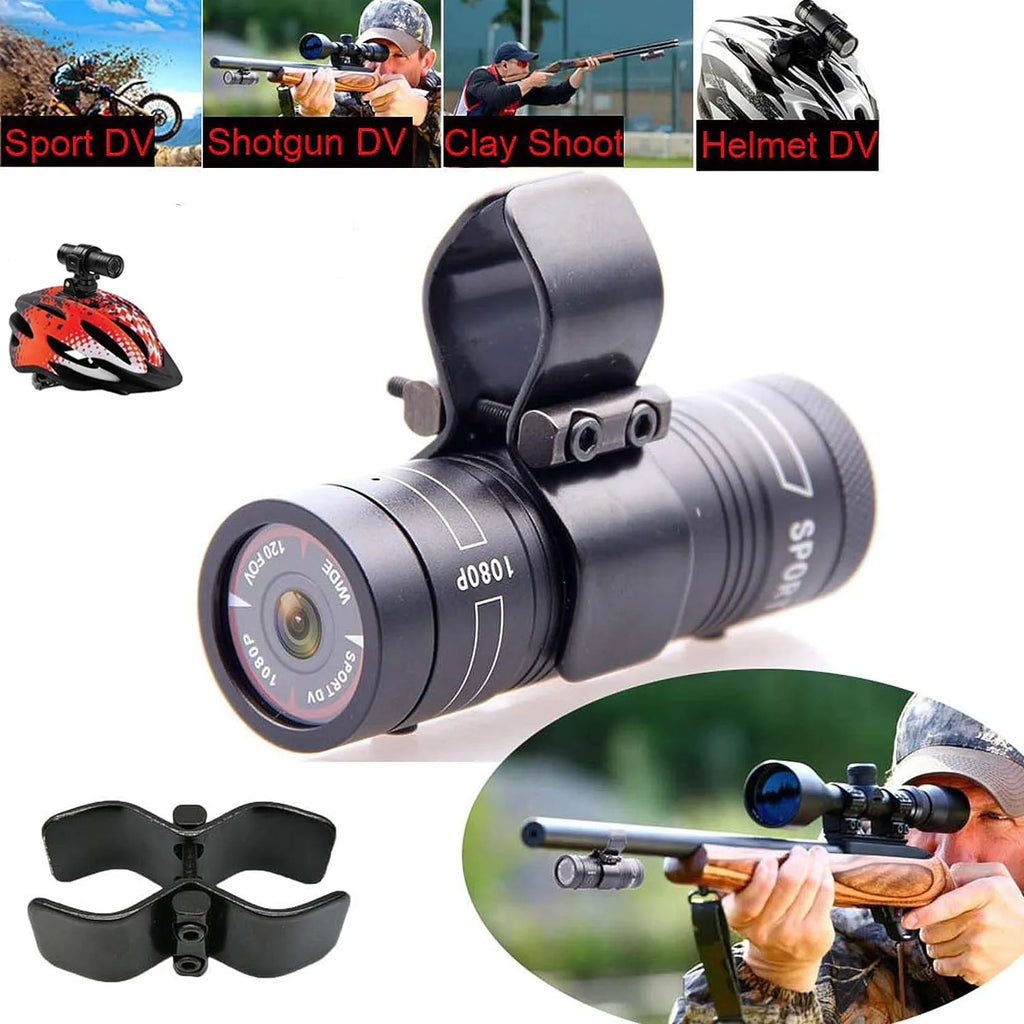 Shotgun Camera 1080P Full HD Sports Action Video Camera for Clay Shooting Hunting Helmet Cam Body Mounted Hunting Camera