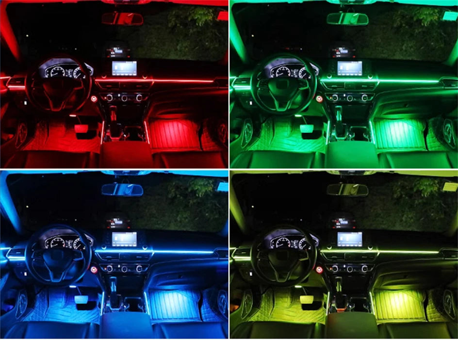 Newest Car LED Dual Zone Hidden Ambient Light Smoke Matt Black Acrylic Strip Symphony Interior Decoration Atmosphere Light Kits