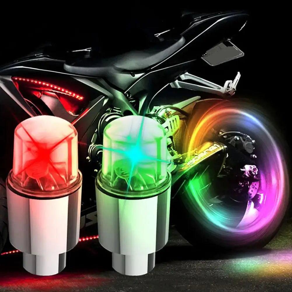 2pcs Wheel Lights Luminous Tire Motorcycle Bike Wheel Tire Valve Cover Universal Led Waterproof Car Accessories Wheel Light