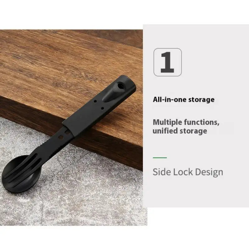 Outdoor Stainless Steel With Whistle Spoon Fork Set Multi Functional Camping Knives Camping Tableware Outdoor Wind Combination