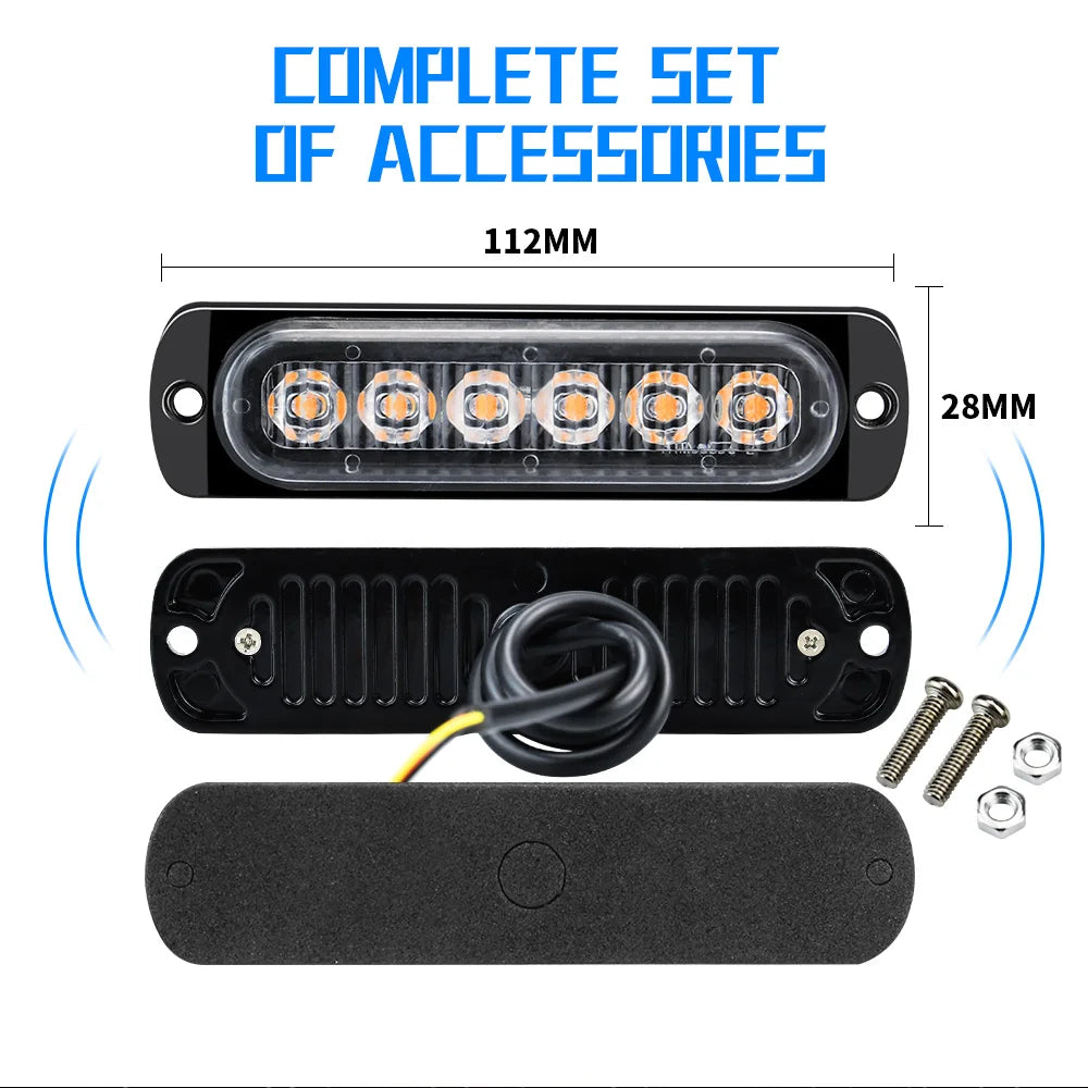 2pcs 12V-24V Fog Lights LED Work Light Flood Light Off-Road Car External Lights White 6 SMD LED Indicator Light Tail Rear Lamps