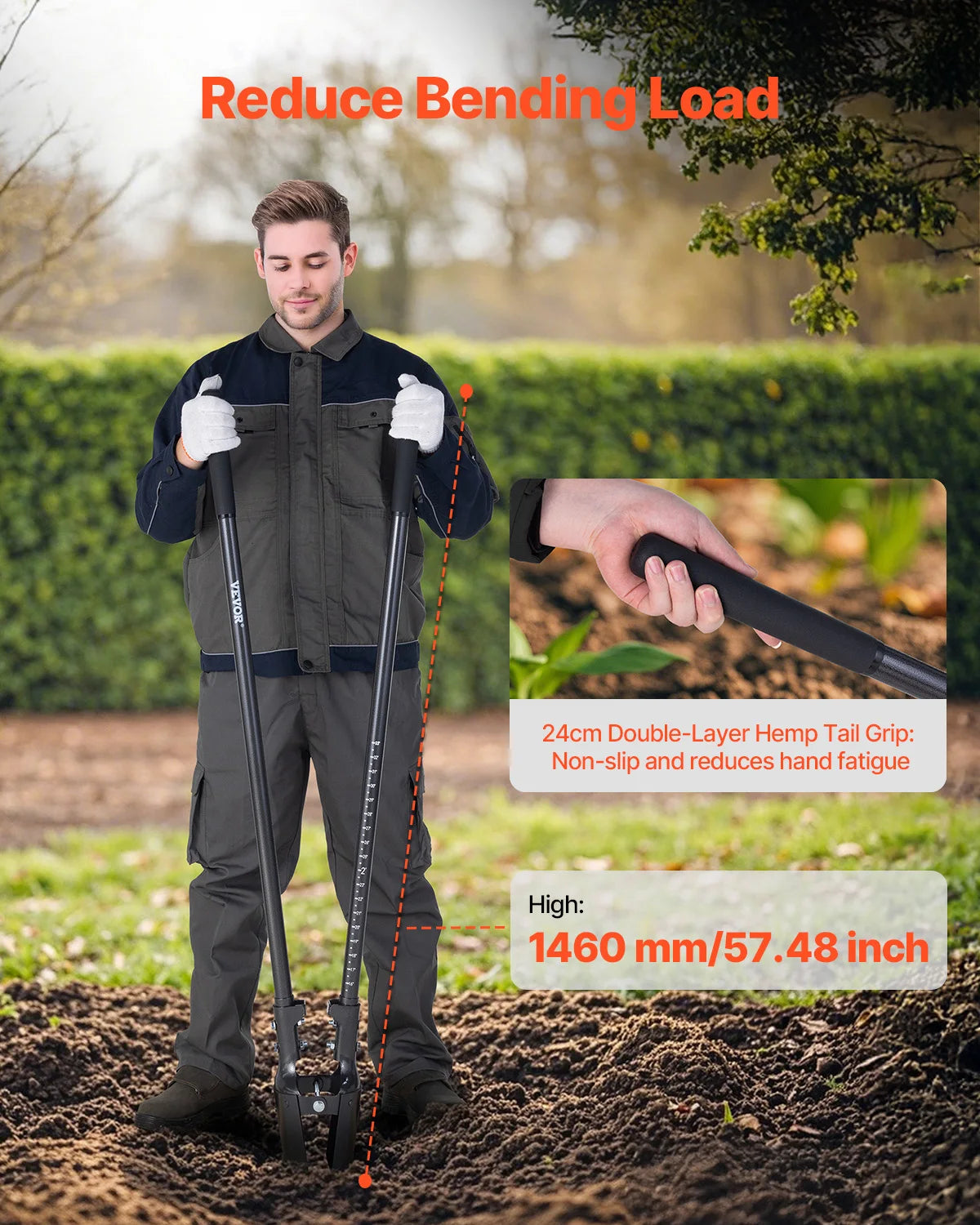 VEVOR Post Hole Digger Heavy Duty Post Hole Digger Manual Hole Digger with Scale Markings Post Hole Digger for Digging Gardening