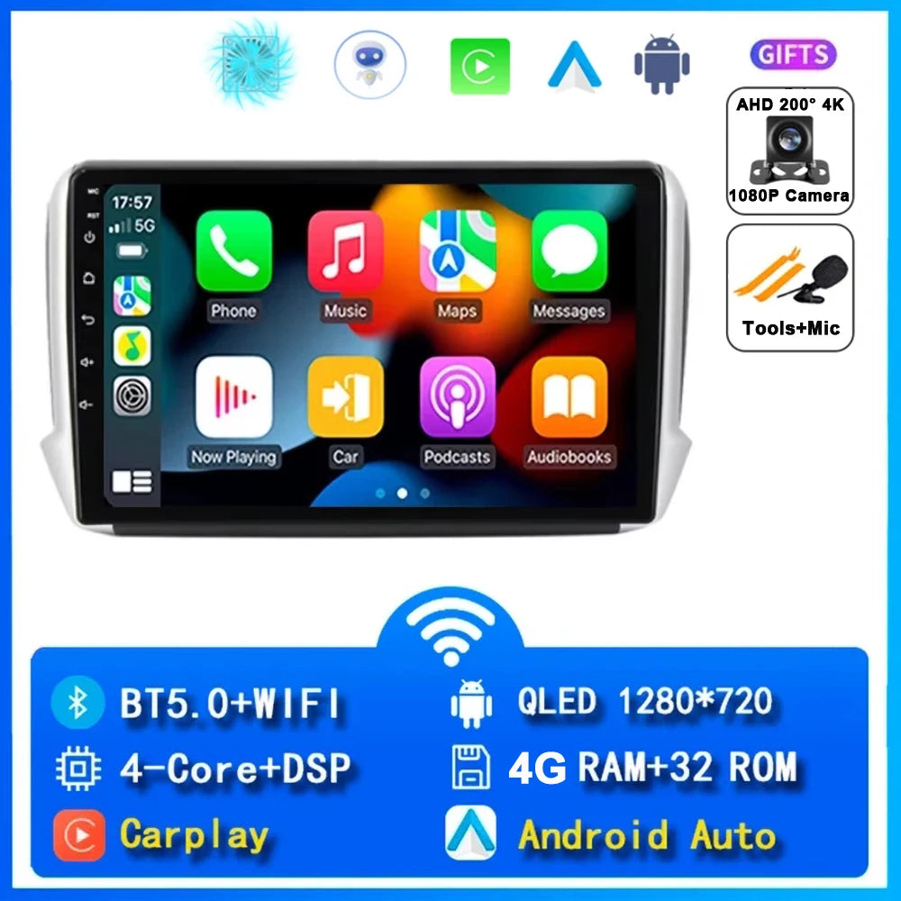 Android 16 Navigation Multimedia Player For Peugeot 2008 208 Series 2012 2013 2014 - 2018 Carplay Auto Stereo BT video Car radio