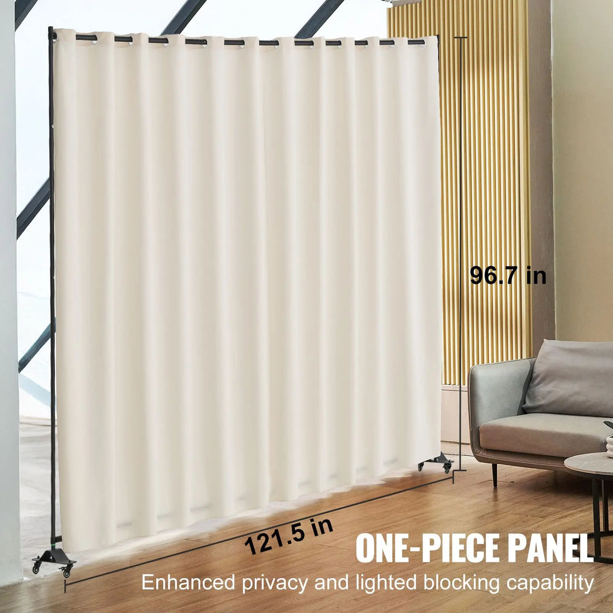 Portable Freestanding Room Divider with Wheels Privacy Screen Curtain Divider Stand for Office or Hospital Use