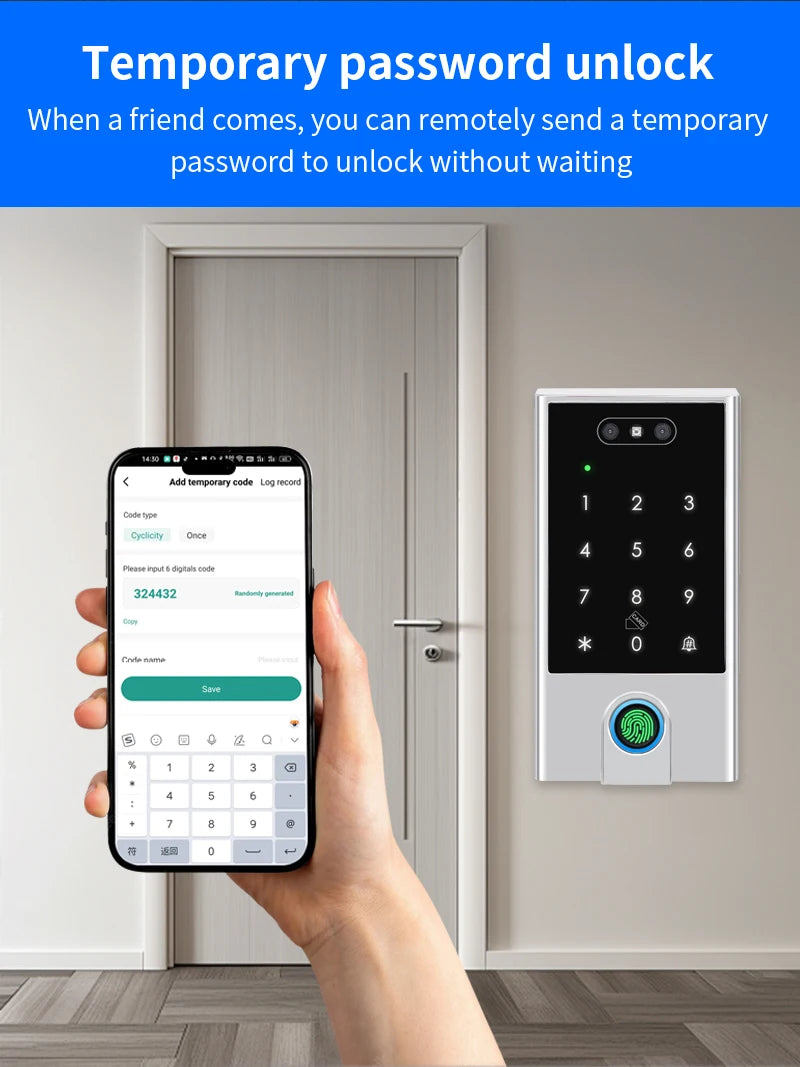 WIFI Face Wiegand 26-34 Recognition Fingerprint 125KHZ/13.56MHZ RFID Access Control Machine Card Reader Work With Tuya APP