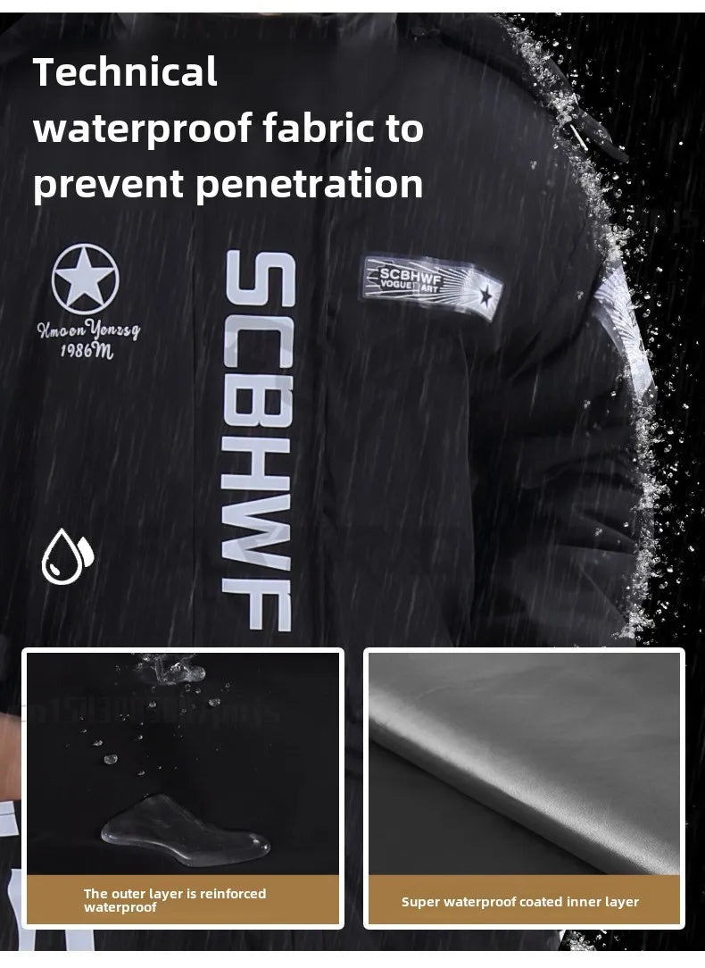Winter Waterproof Windproof Ski Suit Thick Fleece Jumpsuit for Men Women, Cold Resistant Motorcycle Riding Suit