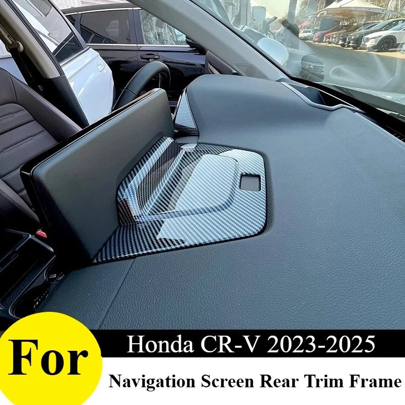 For Honda CR-V 2023-2025: Navigation Screen Rear Trim Frame - ABS+TPE Carbon Fiber Texture Cover (Tool-Free)