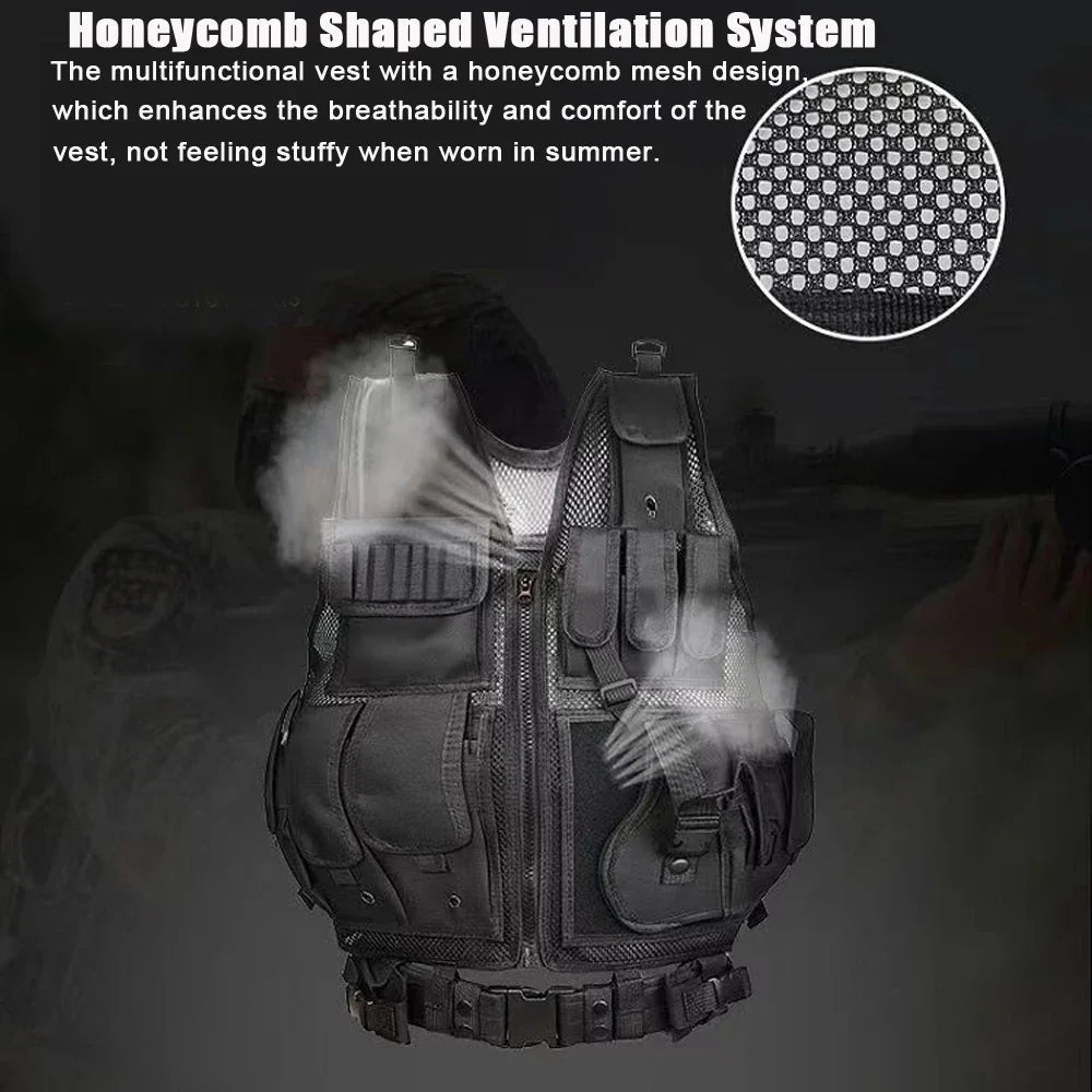 Adjustable Molle Tactical Vest Combat Body Armor Vests Security Guard Hunting Army Outdoor CS War Game Airsoft Training Jacket