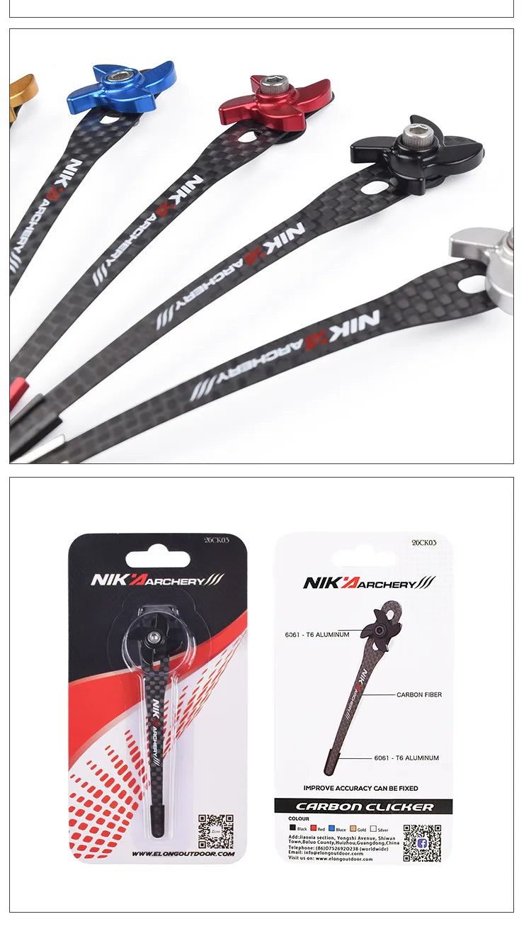 NIKA Archery Clicker Recurve Bow Carbon Clicker Adjustable Length for outdoor curved bow accessories