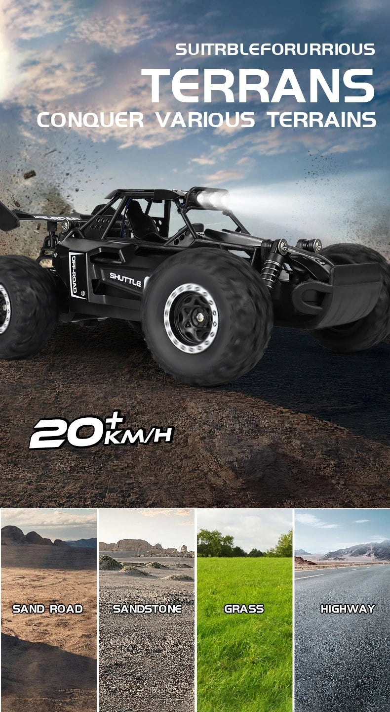 Oike Remote Control Car RC Drift Racing Vehicle Off Road Alloy 2.4G Radio High-Speed Trucks With LED Light Climbing Gift Kid Toy