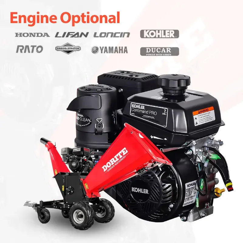 Customized 15HP Wood Chipper Electric 4-wheel Branch Crusher, Wood Processor, Professional Tree Shredder,Forestry Machinery