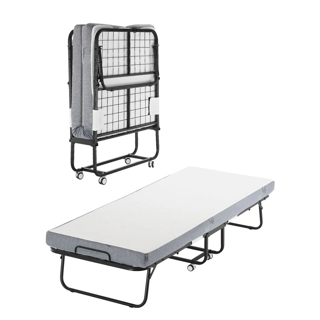 31 in X 75 in Folding Bed with 4 in Mattress Twin Size Rollaway Bed Sturdy Metal Frame with Memory Foam for Hotels