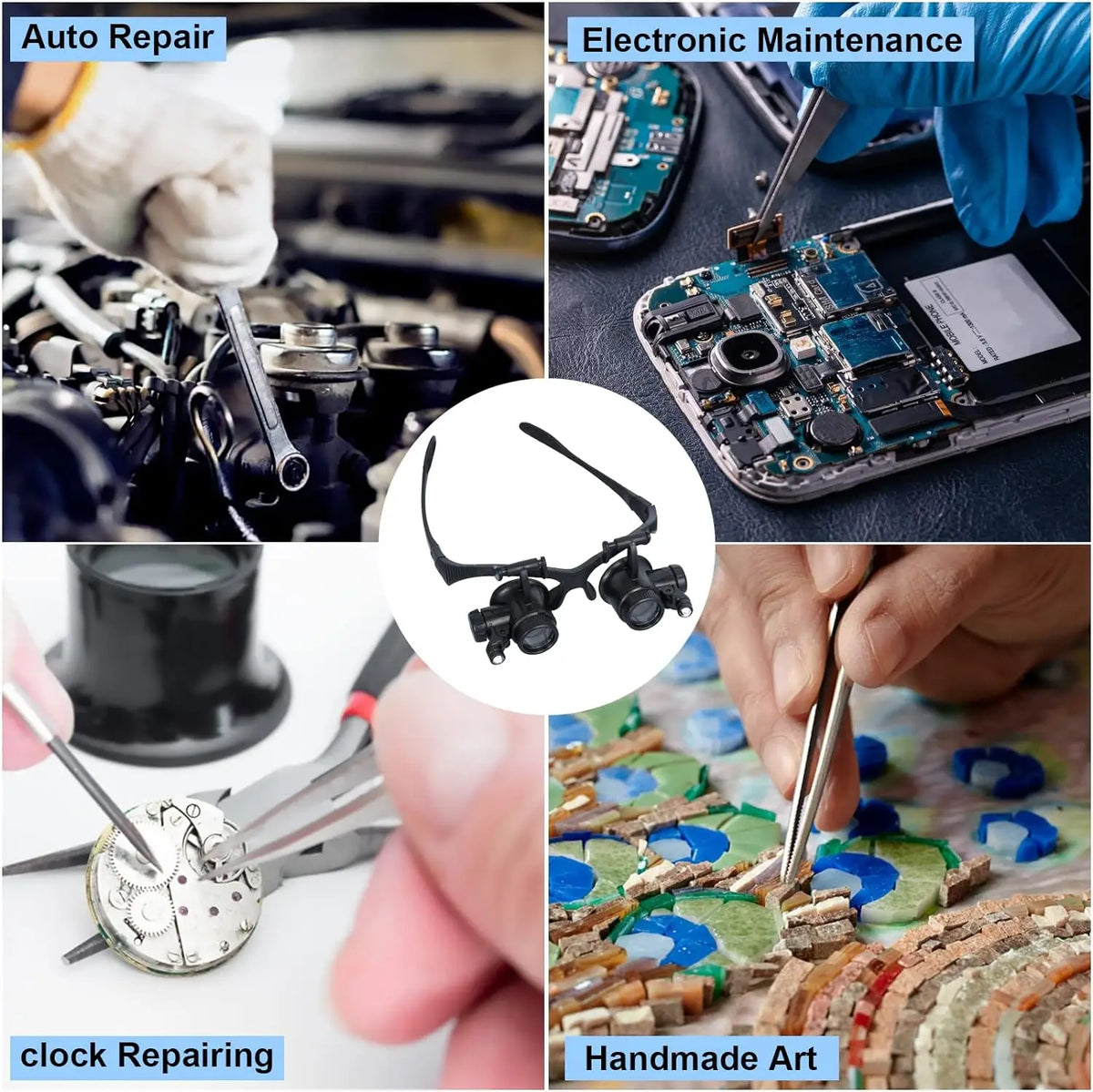 Head Mounted Magnifier With LED Light Magnifying Glass 2.5/4/6/8/10/15/20/25x Len For Close Work Electronic Jewelry Watch Repair