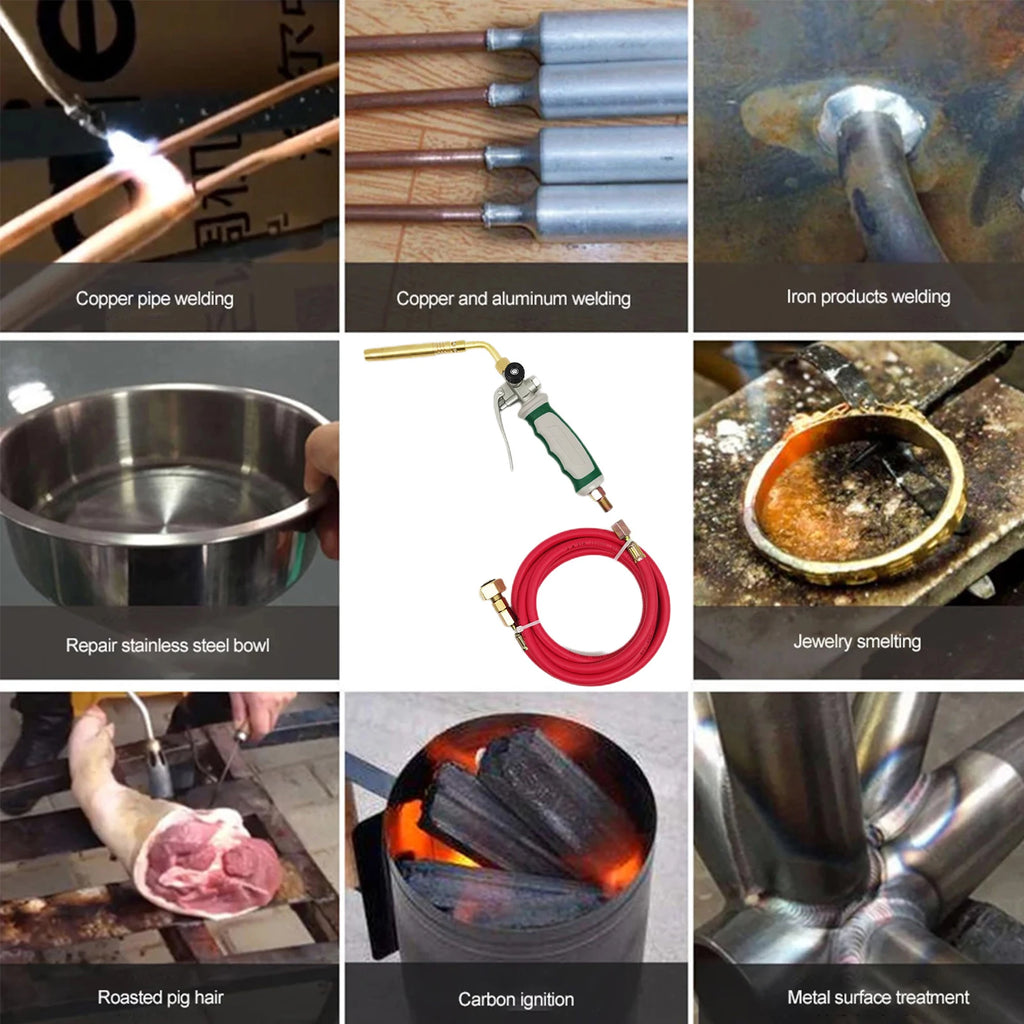Germany Style MAPP Soldering Torches Double Switch Portable Liquefied Gas Burner Spiral Flame with 1.6m Rubber Hose for Barbecue