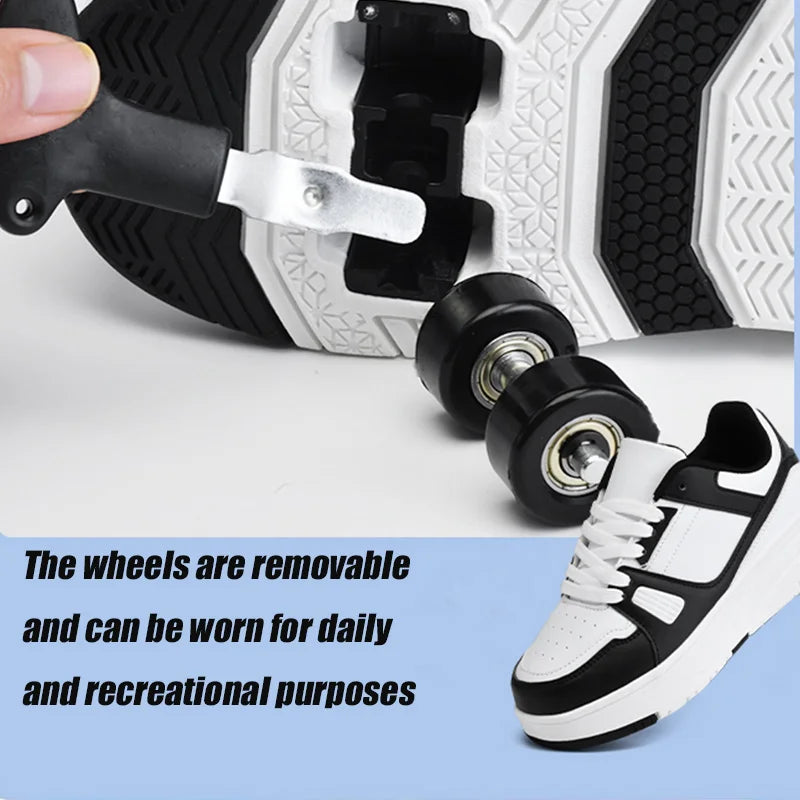 Children's Roller Skate Shoes Student Inline Skating Shoes Girls 4-Wheel Deformation Boy's Skating Shoes