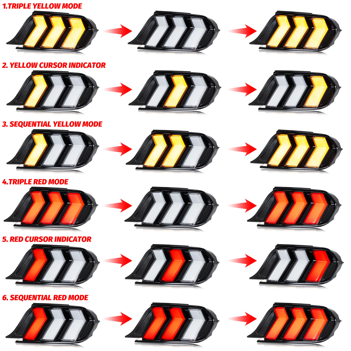 LED RGB Tail Lights for Ford Mustang S550 2015-2023 V6 V8 Color Change Sequential Turn Signal Rear Lamps Assembly