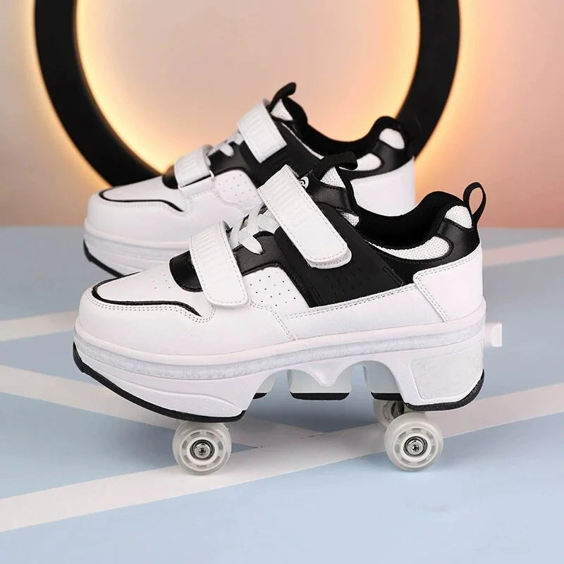 New Deformation Parkour Shoes 4 Roller Skating Shoes Kids Adults Unisex Sneakers Street Urban Fitness FSK Quad Skating Shoes