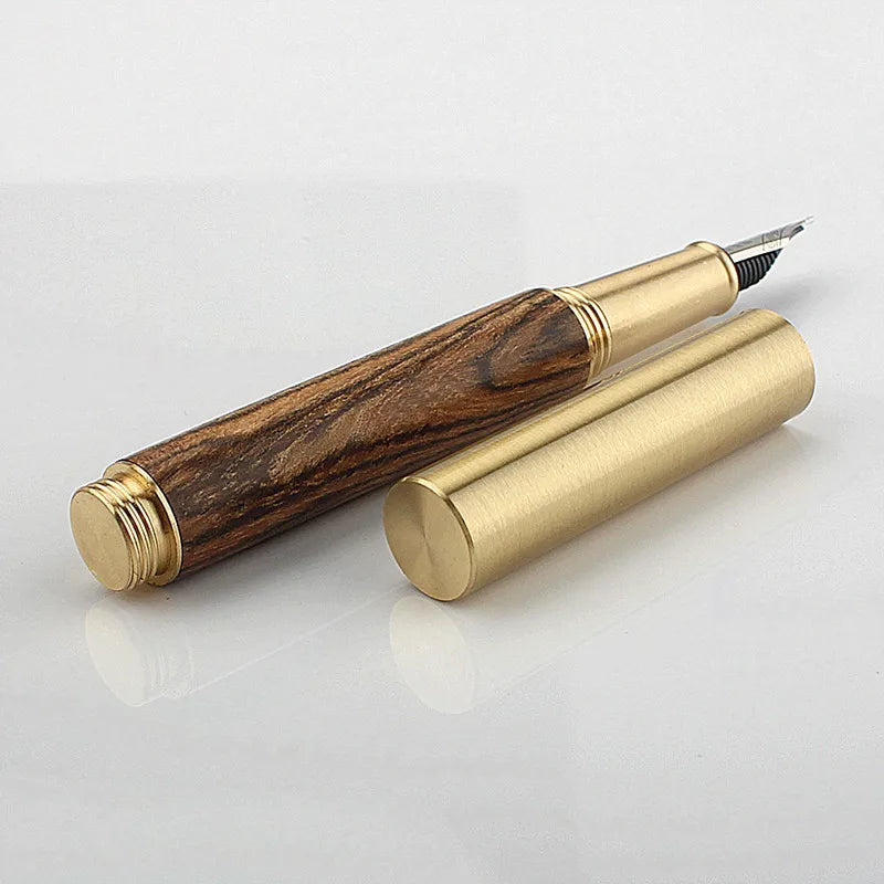 Exquisitely Designed Portable Pocket Vintage Mini Lipstick Pen Brass Solid Wood Materials Stationery Gifts Office Supplies