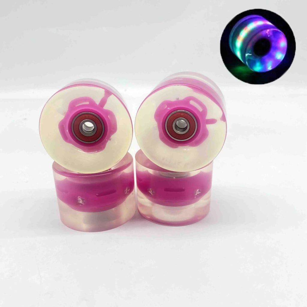 4 Pieces 78A 60*45mm LED Flash Longboard Wheel DanceBoard Transparent Skateboard Wheel PU Double Rocker Flashing Wheel