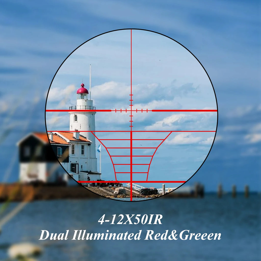 4-12X50ir Scope Red Green Two Color Illumination with HD101 HD103 4 Points Reticle Red Dot Optics Sight Hunting Combo