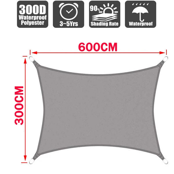 Outdoor Awnings Waterproof Sun Shade Sail Garden Canopi For Terrace Car Canvas Awning Rectangle Pool Sun-Shelter Sunshade Sail