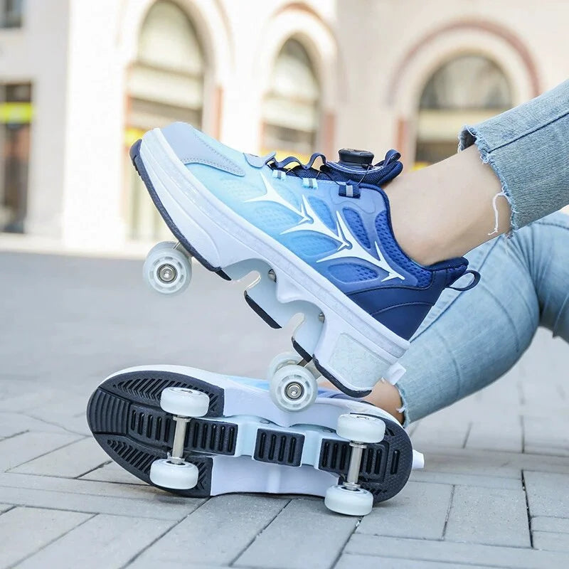 New Deformation Parkour Shoes 4 Roller Skating Shoes Kids Adults Unisex Sneakers Street Urban Fitness FSK Quad Skating Shoes