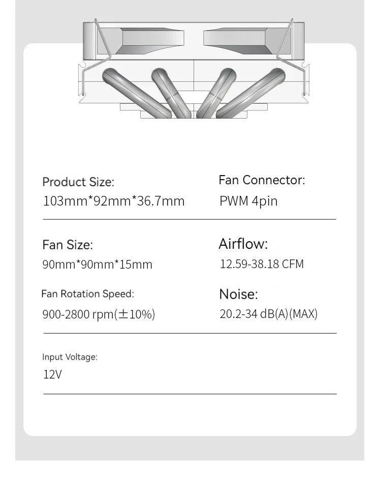 JONSBO HP-400S Pressure Profile CPU Radiator 4 Heat Pipe 9CM Fan Ultra-Thin Radiator Suitable ITX Small Case Processor Cooler