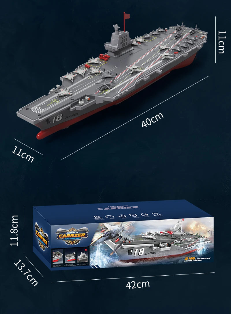 JJRC S19 RC Aircraft 2.4G Remote Control Battleship Boat RC Boat Auto Water Sensor Carrier Boat Toys Gift for Kids Boys