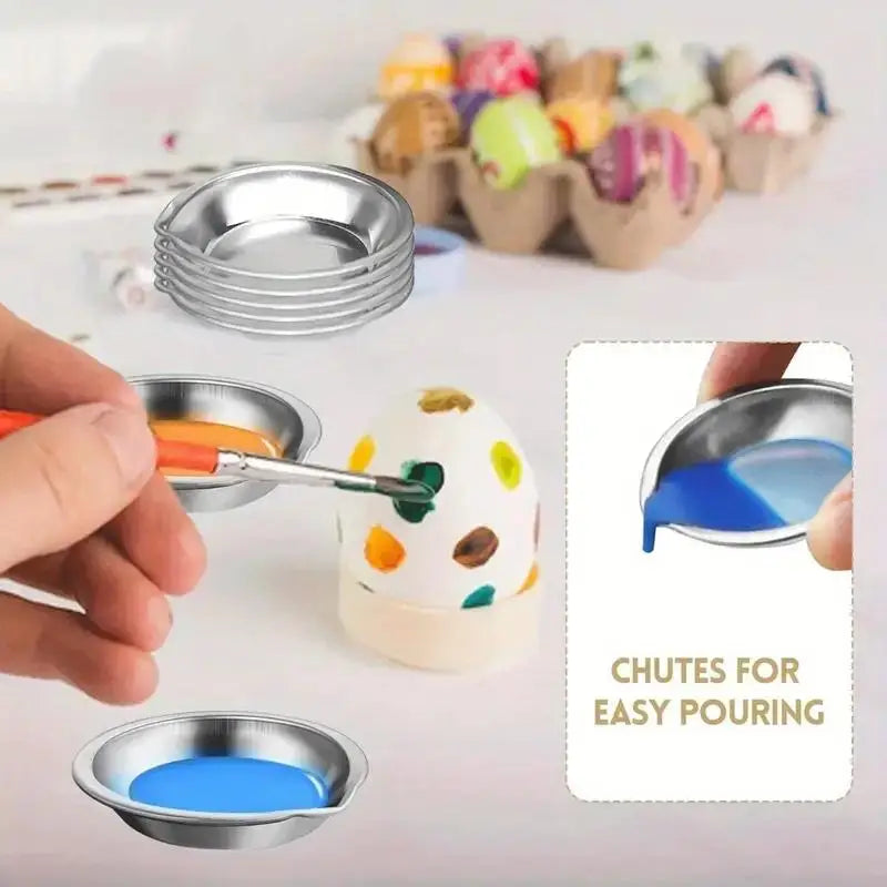 1-10pcs Stainless Steel Painting Palette Spouted Color Bowls Oil Paint Trays Paint Color Mixing Cups For Art Stationery Supplies
