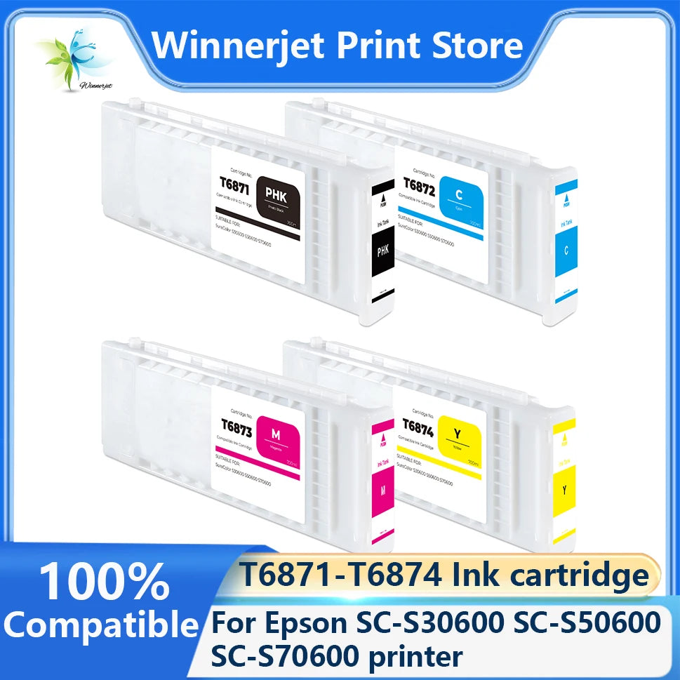 T6871 T6872 T6873 T6874 Compatible Ink Cartridge with Weak Solvent Ink with Chip for Epson S30600 S50600 S70600 Printer Ink