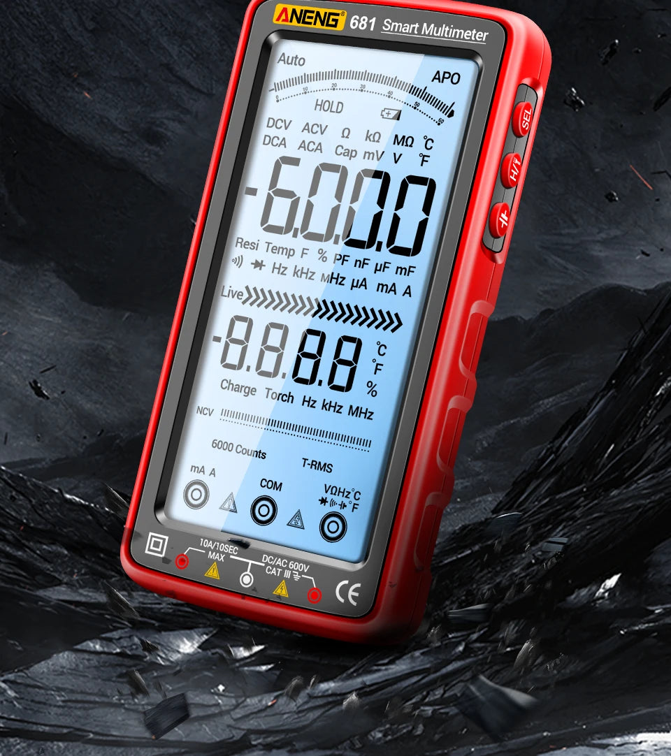 ANENG 681 Smart Digital Multimeter Rechargable AC/DC Voltage Non-contact Voltage Tester Meter LCD Screen Current Tester Tools
