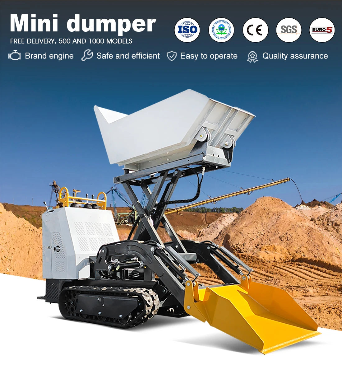 Hydraulic Crawler Dumper Industrial Mini Dumper Crawler Carrier Small Track Dumper for Building Engineering