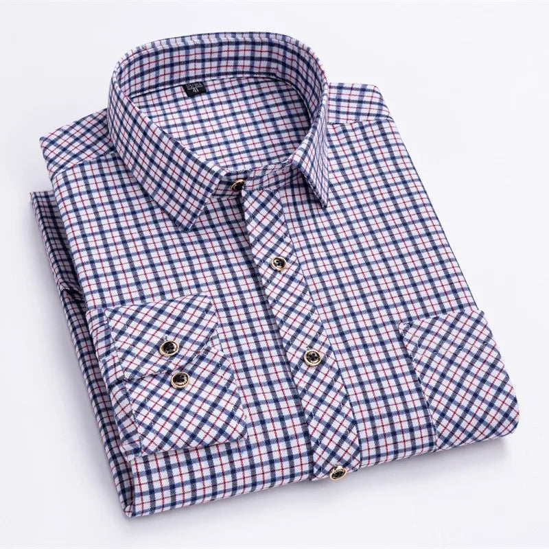 2024 New Fashion Men's Plaid Shirt Long Sleeve Cotton Regular Fit Men Casual Flannel Shirts Leisure Autumn Male Blouse Clothing