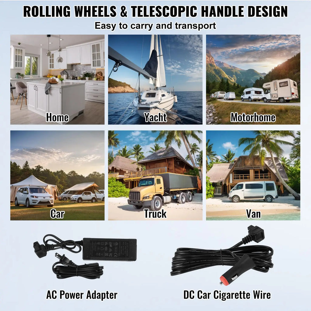 Single Zone 30L Portable Freezer 12/24V DC Car Refrigerator Fridge with Wheels Handle EU Plug for RV 4 68 F